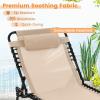 imageGoplus Chaise Lounge Chair Outdoor Folding 5Postion Beach Lounge Chair with Detachable Pillow Side Pocket Sunbathing Lounge Chair Adjustable Tanning Chair for Patio Lawn Pool YardBeige
