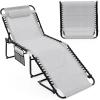 imageGoplus Chaise Lounge Chair Outdoor Folding 5Postion Beach Lounge Chair with Detachable Pillow Side Pocket Sunbathing Lounge Chair Adjustable Tanning Chair for Patio Lawn Pool YardGrey