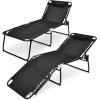 imageGoplus Chaise Lounge Chair Outdoor Folding 5Postion Beach Lounge Chair with Detachable Pillow Side Pocket Sunbathing Lounge Chair Adjustable Tanning Chair for Patio Lawn Pool YardBlack