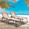 imageGoplus Chaise Lounge Chair Outdoor Folding 5Postion Beach Lounge Chair with Detachable Pillow Side Pocket Sunbathing Lounge Chair Adjustable Tanning Chair for Patio Lawn Pool YardBeige