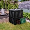 imageGoplus Compost Bin 80 Gallon 300 L Large Outdoor Composting Box wTop Flip Latchon Lid Bottom Exit Door BPA Free Material Grass Food Trash Composter Barrel for Garden Yard Easy AssemblyBlack  Green