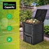 imageGoplus Compost Bin 80 Gallon 300 L Large Outdoor Composting Box wTop Flip Latchon Lid Bottom Exit Door BPA Free Material Grass Food Trash Composter Barrel for Garden Yard Easy AssemblyBlack