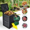 imageGoplus Compost Bin 80 Gallon 300 L Large Outdoor Composting Box wTop Flip Latchon Lid Bottom Exit Door BPA Free Material Grass Food Trash Composter Barrel for Garden Yard Easy AssemblyBlack  Green
