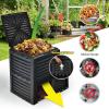 imageGoplus Compost Bin 80 Gallon 300 L Large Outdoor Composting Box wTop Flip Latchon Lid Bottom Exit Door BPA Free Material Grass Food Trash Composter Barrel for Garden Yard Easy AssemblyBlack