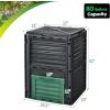 imageGoplus Compost Bin 80 Gallon 300 L Large Outdoor Composting Box wTop Flip Latchon Lid Bottom Exit Door BPA Free Material Grass Food Trash Composter Barrel for Garden Yard Easy AssemblyBlack  Green