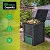 imageGoplus Compost Bin 80 Gallon 300 L Large Outdoor Composting Box wTop Flip Latchon Lid Bottom Exit Door BPA Free Material Grass Food Trash Composter Barrel for Garden Yard Easy AssemblyBlack  Green