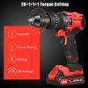 imageGoplus Cordless Drill 20V Brushless 12 Drill Driver Kit Hammer Drill Set with Battery and Charger 60Nm Torque 20111 Clutch 2Variable Speed 32pcs Accessories