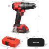 imageGoplus Cordless Drill 20V Brushless 12 Drill Driver Kit Hammer Drill Set with Battery and Charger 60Nm Torque 20111 Clutch 2Variable Speed 32pcs Accessories