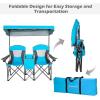 imageGoplus Double Beach Chair with Canopy Shade Folding Lawn Camping Chairs with Sunshade ampamp Mini Table Beverage Holder ampamp Carrying Bag for Outdoor Travel Hiking Fishing PoolsideBlue