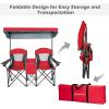 imageGoplus Double Beach Chair with Canopy Shade Folding Lawn Camping Chairs with Sunshade ampamp Mini Table Beverage Holder ampamp Carrying Bag for Outdoor Travel Hiking Fishing PoolsideRed
