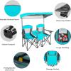 imageGoplus Double Beach Chair with Canopy Shade Folding Lawn Camping Chairs with Sunshade ampamp Mini Table Beverage Holder ampamp Carrying Bag for Outdoor Travel Hiking Fishing PoolsideLake Blue