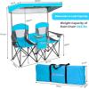 imageGoplus Double Beach Chair with Canopy Shade Folding Lawn Camping Chairs with Sunshade ampamp Mini Table Beverage Holder ampamp Carrying Bag for Outdoor Travel Hiking Fishing PoolsideBlue
