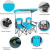 imageGoplus Double Beach Chair with Canopy Shade Folding Lawn Camping Chairs with Sunshade ampamp Mini Table Beverage Holder ampamp Carrying Bag for Outdoor Travel Hiking Fishing PoolsideBlue