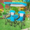 imageGoplus Double Beach Chair with Canopy Shade Folding Lawn Camping Chairs with Sunshade ampamp Mini Table Beverage Holder ampamp Carrying Bag for Outdoor Travel Hiking Fishing PoolsideBlue