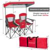 imageGoplus Double Beach Chair with Canopy Shade Folding Lawn Camping Chairs with Sunshade ampamp Mini Table Beverage Holder ampamp Carrying Bag for Outdoor Travel Hiking Fishing PoolsideRed