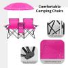imageGoplus Double Camping Chair with Umbrella Folding Loveseat Chairs wCanopy Shade Carrying Bag Table Cup Holder Portable Beach Chairs Outdoor Picnic Patio BlackPink