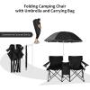 imageGoplus Double Camping Chair with Umbrella Folding Loveseat Chairs wCanopy Shade Carrying Bag Table Cup Holder Portable Beach Chairs Outdoor Picnic Patio BlackBlack
