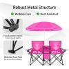 imageGoplus Double Camping Chair with Umbrella Folding Loveseat Chairs wCanopy Shade Carrying Bag Table Cup Holder Portable Beach Chairs Outdoor Picnic Patio BlackPink