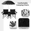 imageGoplus Double Camping Chair with Umbrella Folding Loveseat Chairs wCanopy Shade Carrying Bag Table Cup Holder Portable Beach Chairs Outdoor Picnic Patio BlackBlack