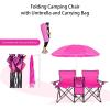 imageGoplus Double Camping Chair with Umbrella Folding Loveseat Chairs wCanopy Shade Carrying Bag Table Cup Holder Portable Beach Chairs Outdoor Picnic Patio BlackPink