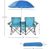 imageGoplus Double Camping Chair with Umbrella Folding Loveseat Chairs wCanopy Shade Carrying Bag Table Cup Holder Portable Beach Chairs Outdoor Picnic Patio BlackTurquoise