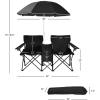imageGoplus Double Camping Chair with Umbrella Folding Loveseat Chairs wCanopy Shade Carrying Bag Table Cup Holder Portable Beach Chairs Outdoor Picnic Patio BlackBlack