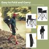 imageGoplus Folding Camping Chair Outdoor Portable Beach Chair Heightened Design wDetachable Armrests Storage Pouches ampamp Carrying Bag for Fishing Picnic Lawn Black 250LBS Weight Capacity