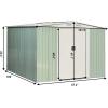 imageGoplus Galvanized Steel Outdoor Storage Shed 85X 85Ft Heavy Duty Tool House WSliding Door for Garden LawnLight GreenLight Green