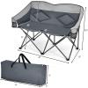 imageGoplus Loveseat Camping Chair Double Folding Chair for Adults Couples wStorage Bags ampamp Padded High Backrest Oversize Camp Seat for Fishing Picnic BlueGrey
