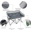 imageGoplus Loveseat Camping Chair Double Folding Chair for Adults Couples wStorage Bags ampamp Padded High Backrest Oversize Camp Seat for Fishing Picnic BlueGrey