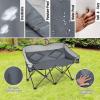 imageGoplus Loveseat Camping Chair Double Folding Chair for Adults Couples wStorage Bags ampamp Padded High Backrest Oversize Camp Seat for Fishing Picnic BlueGrey