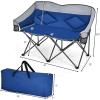 imageGoplus Loveseat Camping Chair Double Folding Chair for Adults Couples wStorage Bags ampamp Padded High Backrest Oversize Camp Seat for Fishing Picnic BlueBlue