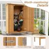 imageGoplus Outdoor Cabinet 36quot26quot59quot Garden Tool Shed with Waterproof Asphalt Roof Lockable Wood Organizer wShelves ampamp Hanging Hooks Outside Utility Shed for Backyard Patio Deck Natural