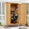 imageGoplus Outdoor Cabinet 36quot26quot59quot Garden Tool Shed with Waterproof Asphalt Roof Lockable Wood Organizer wShelves ampamp Hanging Hooks Outside Utility Shed for Backyard Patio Deck Natural