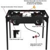 imageGoplus Outdoor Camping Stove 3 Burner Propane Gas Cooker wDetachable Legs ampamp CSA Regulator ampamp 020 PSI Regulator for Camp Patio RV Cast Iron 225000BTUDual Burner  150 000 BTU