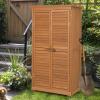 imageGoplus Outdoor Storage Cabinet 63quot Wood Garden Tool Shed with Double Lockable Doors 3 Shelves and Asphalt Roof Multipurpose Storage Shed for Patio Lawn Garden Yard Natural