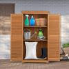 imageGoplus Outdoor Storage Cabinet 63quot Wood Garden Tool Shed with Double Lockable Doors 3 Shelves and Asphalt Roof Multipurpose Storage Shed for Patio Lawn Garden Yard Natural