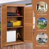 imageGoplus Outdoor Storage Cabinet 63quot Wood Garden Tool Shed with Double Lockable Doors 3 Shelves and Asphalt Roof Multipurpose Storage Shed for Patio Lawn Garden Yard Natural