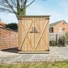 imageGoplus Outdoor Storage Cabinet Double Lockable Wooden Garden Shed with 3 Shelves and Waterproof Asphalt Roof Outside Lean to Shed Vertical Tall Tool Shed for Patio Yard Lawn