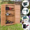 imageGoplus Outdoor Storage Cabinet Wooden Storage Shed with Latch Detachable Shelves ampamp Weather Resistant Pitch Roof Vertical Garden Tool Organizer for Outside Yard Patio DeckNatural