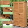 imageGoplus Outdoor Storage Cabinet Wooden Storage Shed with Latch Detachable Shelves ampamp Weather Resistant Pitch Roof Vertical Garden Tool Organizer for Outside Yard Patio DeckNatural