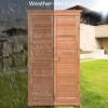 imageGoplus Outdoor Storage Cabinet Wooden Storage Shed with Latch Detachable Shelves ampamp Weather Resistant Pitch Roof Vertical Garden Tool Organizer for Outside Yard Patio DeckNatural