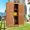 imageGoplus Outdoor Storage Cabinet Wooden Storage Shed with Latch Detachable Shelves ampamp Weather Resistant Pitch Roof Vertical Garden Tool Organizer for Outside Yard Patio DeckNatural