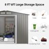 imageGoplus Outdoor Storage Shed 85 x 68 x 6 WeatherResistant Utility Tool Organizer wFoundation 4 Louvers Double Doors ampamp Ramp Galvanized Steel Tool Shed for Garden Lawn Yard