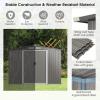 imageGoplus Outdoor Storage Shed 85 x 68 x 6 WeatherResistant Utility Tool Organizer wFoundation 4 Louvers Double Doors ampamp Ramp Galvanized Steel Tool Shed for Garden Lawn Yard