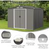 imageGoplus Outdoor Storage Shed 85 x 68 x 6 WeatherResistant Utility Tool Organizer wFoundation 4 Louvers Double Doors ampamp Ramp Galvanized Steel Tool Shed for Garden Lawn Yard