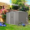 imageGoplus Outdoor Storage Shed 85 x 68 x 6 WeatherResistant Utility Tool Organizer wFoundation 4 Louvers Double Doors ampamp Ramp Galvanized Steel Tool Shed for Garden Lawn Yard