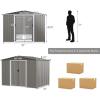 imageGoplus Outdoor Storage Shed 85 x 68 x 6 WeatherResistant Utility Tool Organizer wFoundation 4 Louvers Double Doors ampamp Ramp Galvanized Steel Tool Shed for Garden Lawn Yard