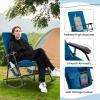 imageGoplus Oversized Folding Rocking Chair Padded Patio Lounge Rocker wMetal Frame Armrests Side Pocket Lightweight Portable Rocking Chair for Backyard Camping Travel Supports up to 500 lbs2RedBlue