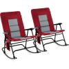 imageGoplus Oversized Folding Rocking Chair Padded Patio Lounge Rocker wMetal Frame Armrests Side Pocket Lightweight Portable Rocking Chair for Backyard Camping Travel Supports up to 500 lbs2RedRed